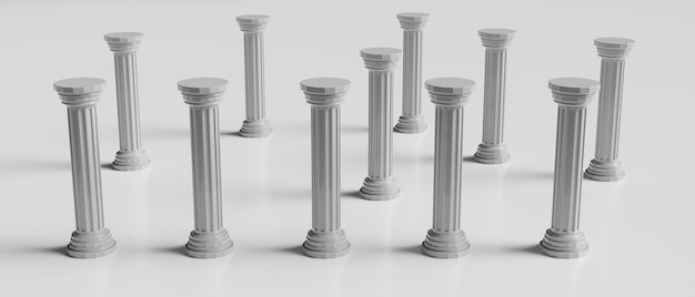 Photo pilier en pierre de marbre sur fond gris colonne illustration 3d de style classique grec ancien