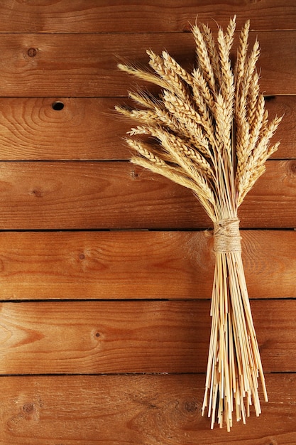 Épillets de blé sur fond en bois