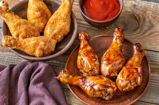 Pilons de poulet panés et grillés