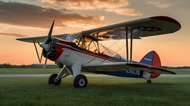 Photo le pilote de boeing au coucher du soleil