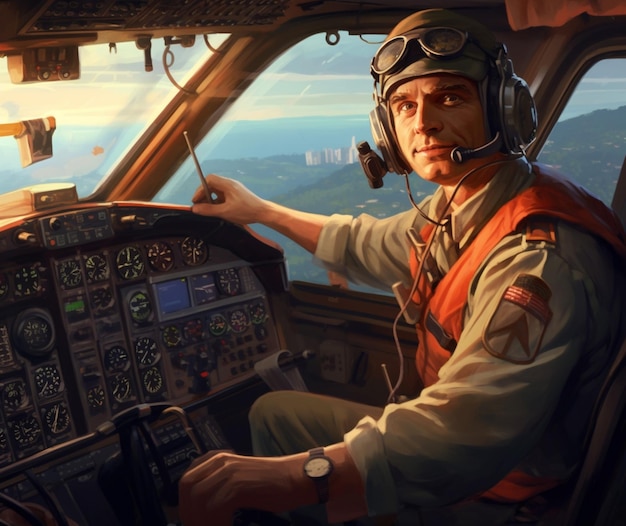 Un pilote dans le cockpit d'un avion