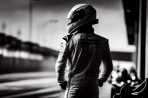 Pilote de F1 attendant le début de la course Concept d'affiche de Formule 1 Generative Ai