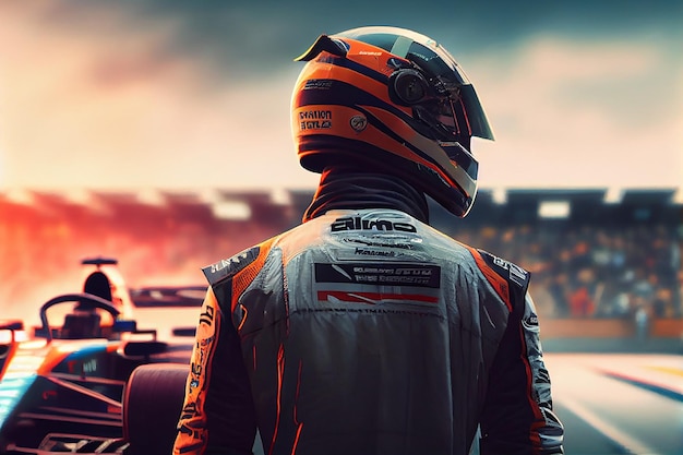 Pilote de F1 attendant le début de la course Concept d'affiche de Formule 1 Generative Ai