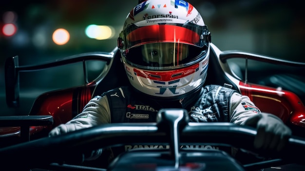 Pilote de Formule 1 dans la cabine de la voiture AI générative