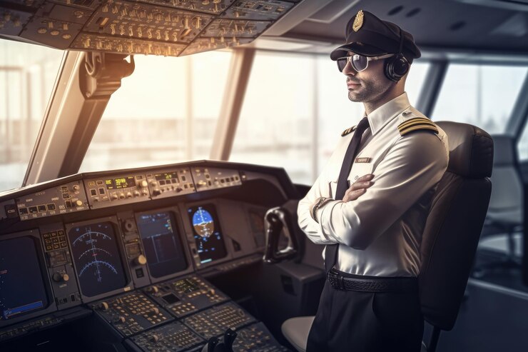 Photo un pilote masculin en uniforme de capitaine dans un aéroport couvert generative ai aig21