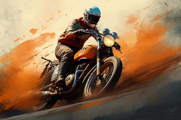 Pilote de motocross sur une moto Grunge background