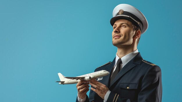 Photo un pilote en uniforme avec une carte.