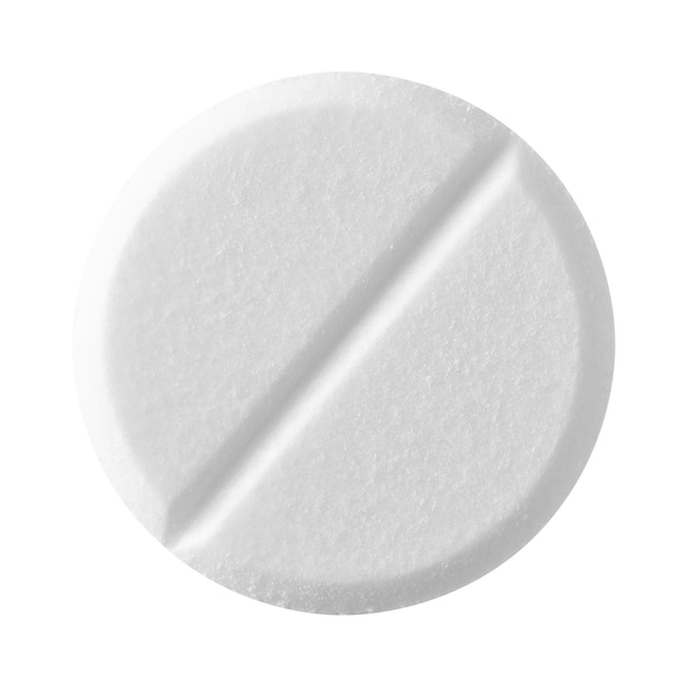 Pilule blanche isolée sur fond blanc