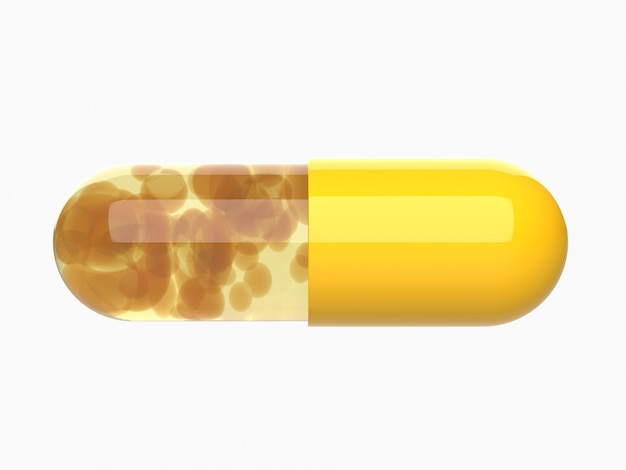 Pilule capsule jaune, Médecine, Médecine 3D Render