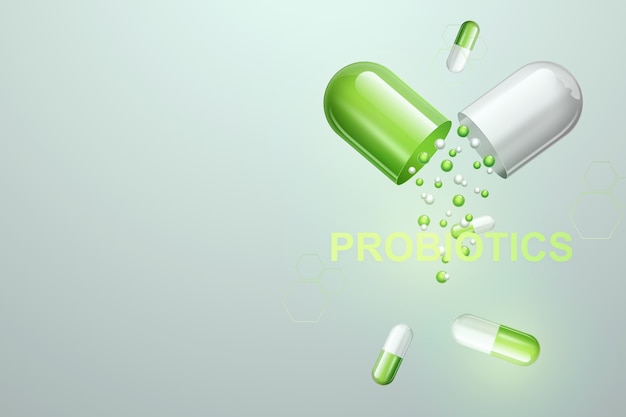 Pilules et comprimés avec inscription de probiotiques