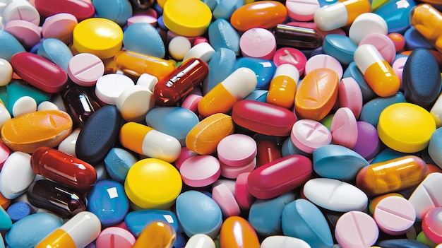 Des pilules de médecine colorées empilées