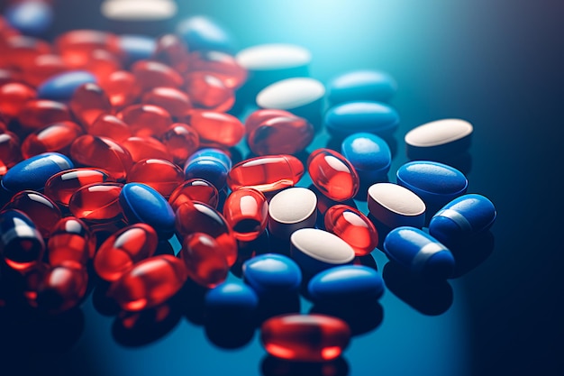 Pilules rouges et bleues Médecine générée par l'IA
