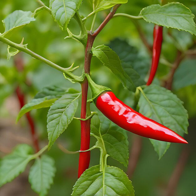 Photo un piment rouge pousse sur une plante