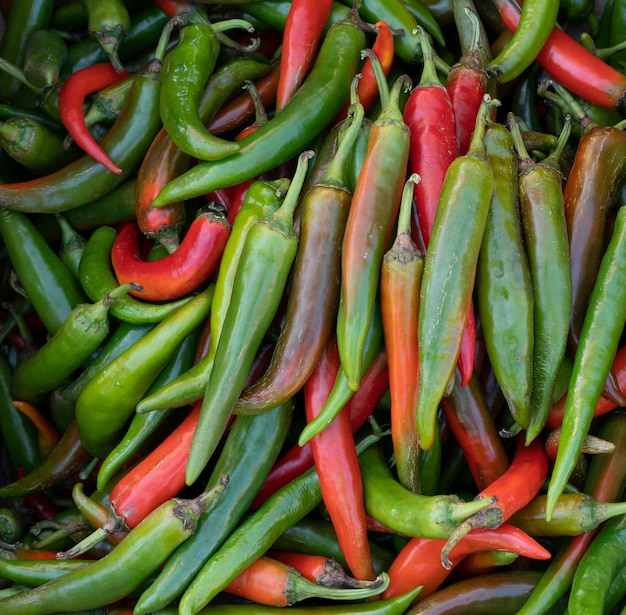 Piments forts sur le marché