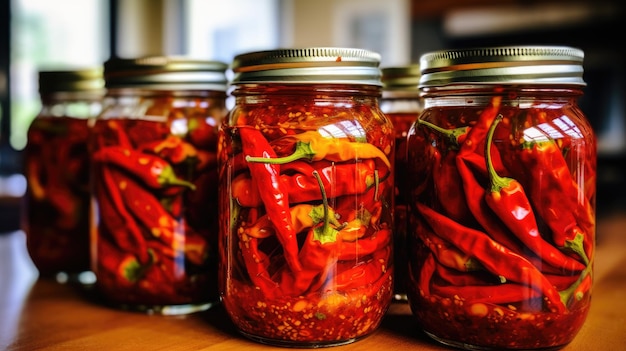 Piments rouges sur la table