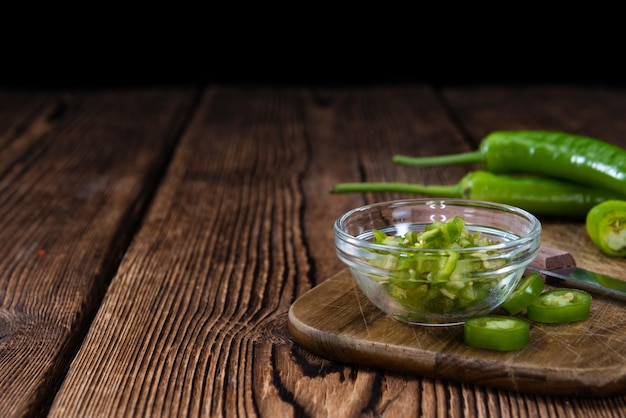 Piments verts coupés