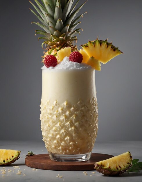 Pina Colada fabriquée dans le style d'un bar magnifiquement décorée avec des détails