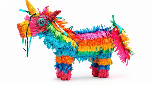 Pinata blanche pour les occasions festives sur fond blanc