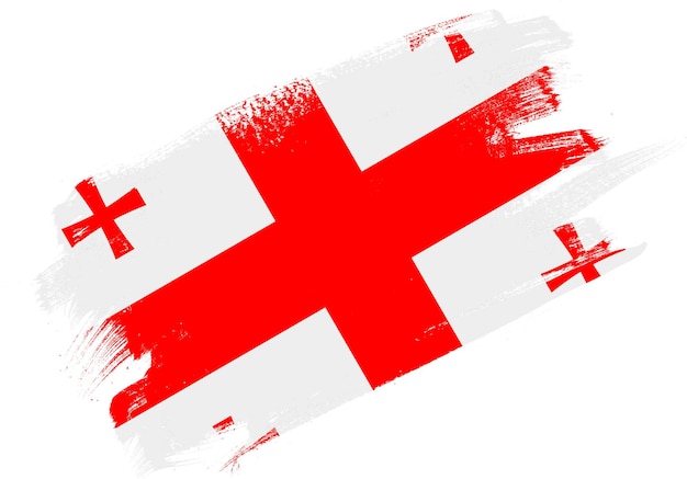 Pinceau abstrait drapeau texturé de la géorgie sur fond blanc