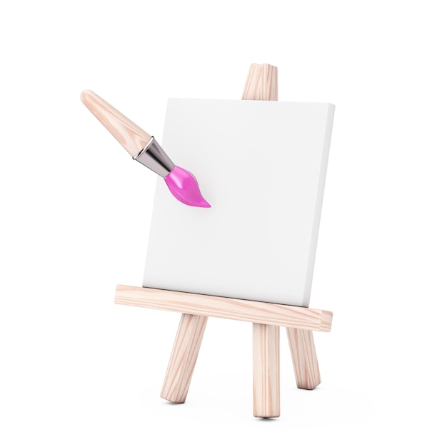 Pinceau d'artiste avec rendu 3d d'icône de chevalet