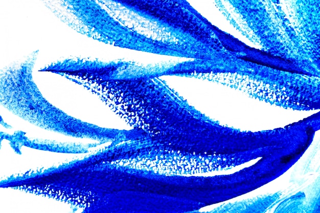 Pinceau dessin abstrait sous forme de feuilles peinture bleue