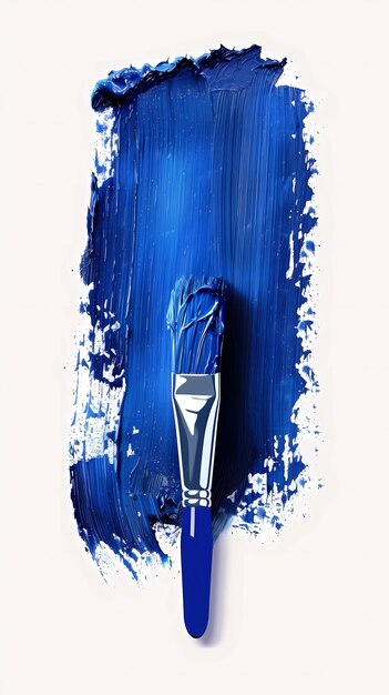 Photo pinceau de peinture bleu sur fond blanc illustrations génératives par ia