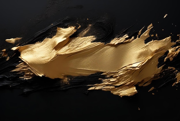 un pinceau de peinture noir et or sur un morceau de papier dans le style numérique et glitchy