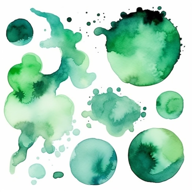 Pinceau splash aquarelle verte sur fond blanc