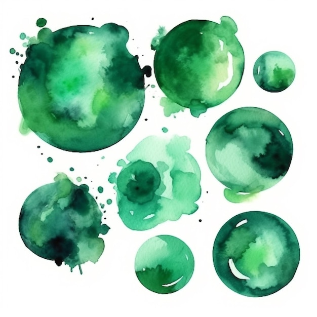 Pinceau splash aquarelle verte sur fond blanc