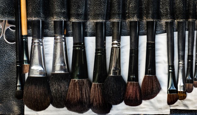 Pinceaux à maquillage disposés en rangées Pour une utilisation comme concept de beauté