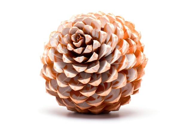 Pinecone et son motif en spirale de Fibonacci isolé sur blanc créé avec l'AI générative