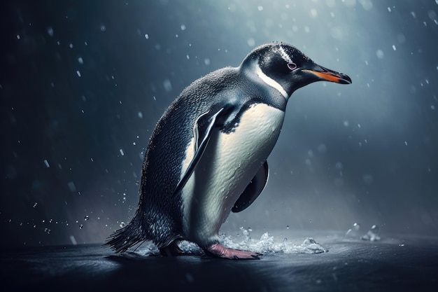 Pingouin en action généré par l'IA