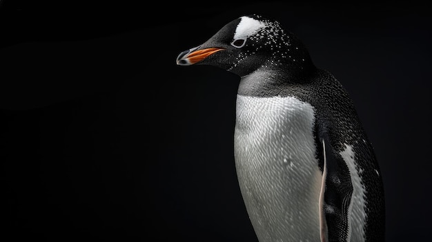 Photo le pingouin de chatham sur un fond noir solide