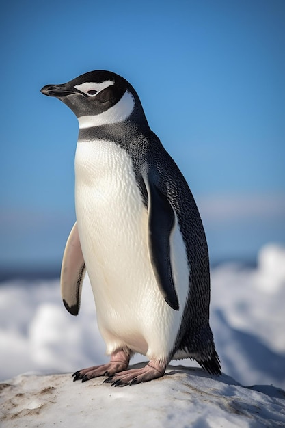 Un pingouin debout sur la glace en antarctique