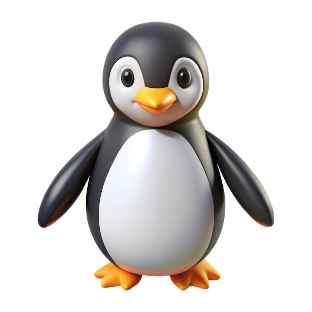 un pingouin de dessin animé mignon avec une expression joyeuse sur fond blanc