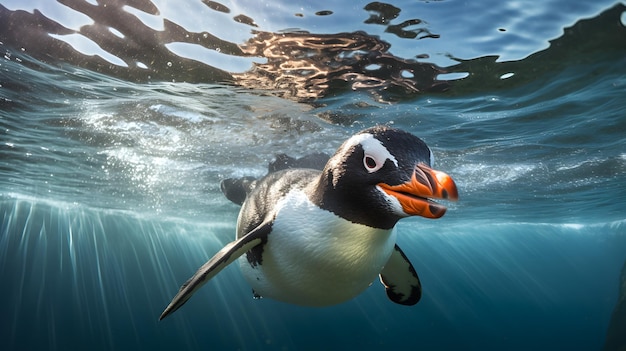 Le pingouin Gentoo nage