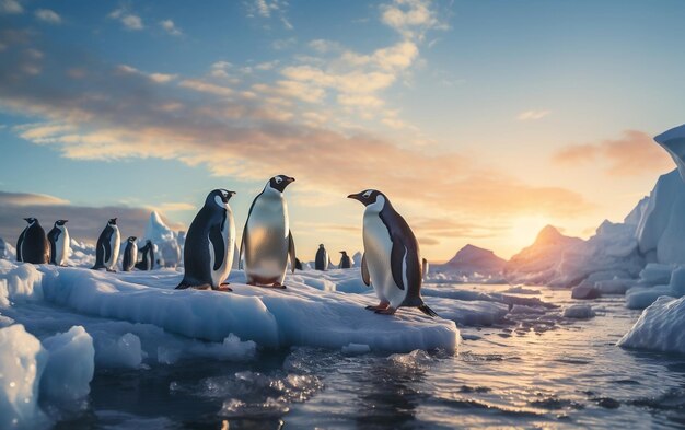 Le pingouin sur la glace de l'Antarctique