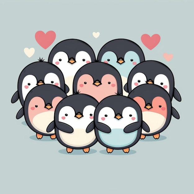 pingouin kawaii avec coeur pour la saint valentin