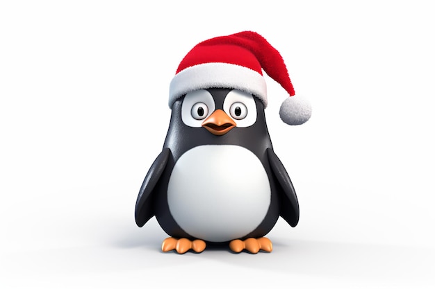 Pingouin de Noël en costume du Nouvel An sur un fond blanc isolé généré par l'IA