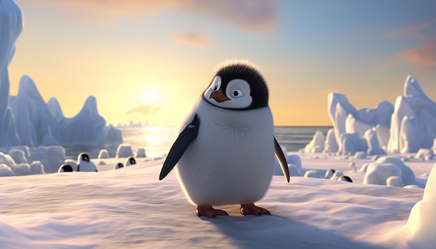 pingouin pixar au bord de la mer arctique