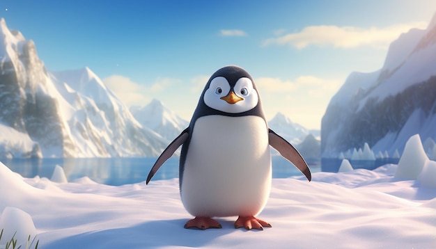 pingouin pixar au bord de la mer arctique