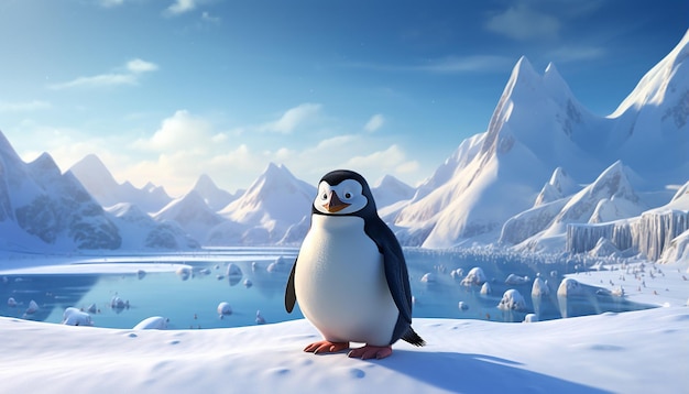 pingouin pixar au bord de la mer arctique