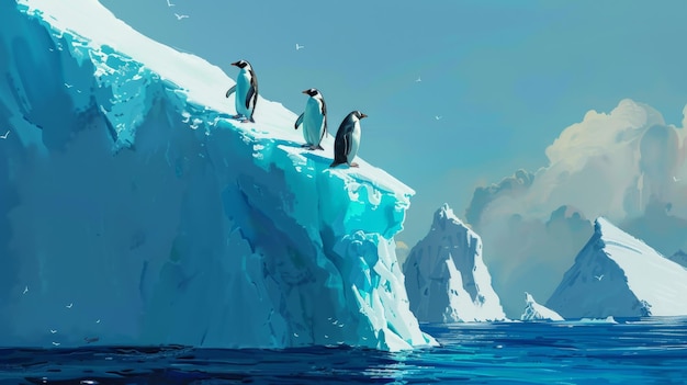 Les pingouins au sommet d'un iceberg