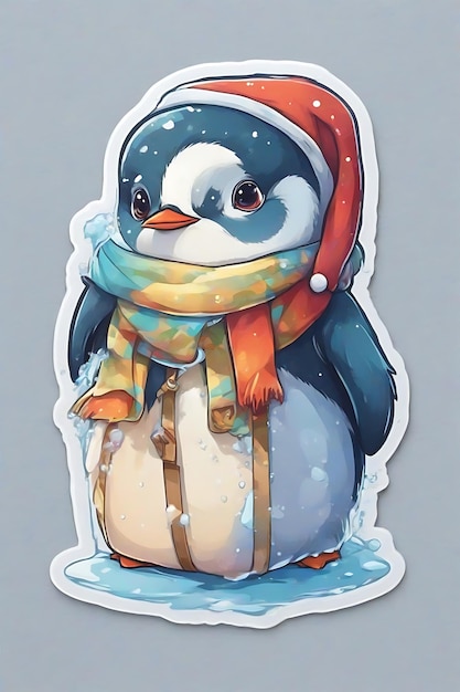 Photo les pingouins, des dessins animés joyeux de noël