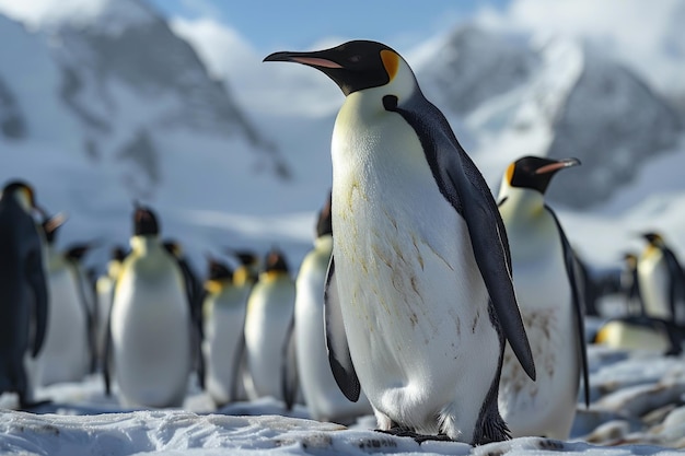 Photo les pingouins empereurs de géorgie du sud