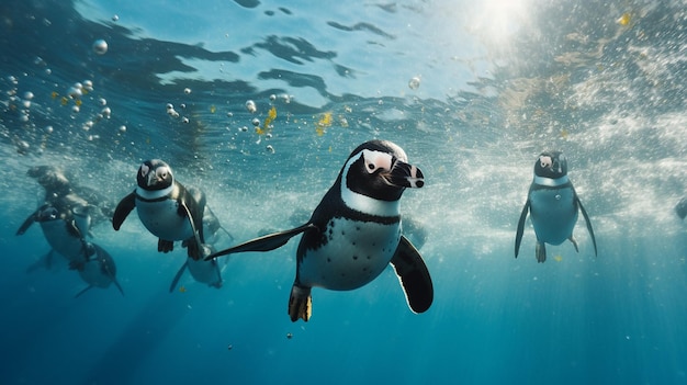 pingouins nageant dans l'eau