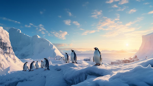 Pingouins sur la neige