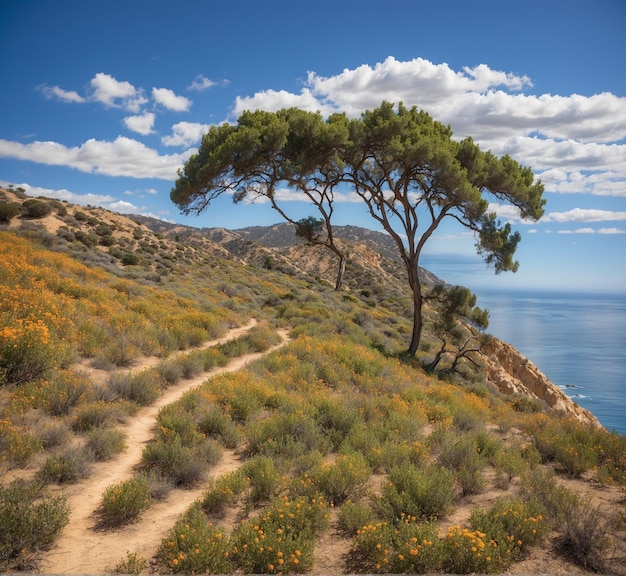 Photo des pins sur la côte méditerranéenne en espagne