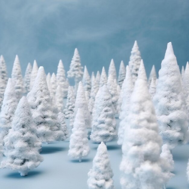 Photo des pins couverts de neige dans la forêt d'hiver