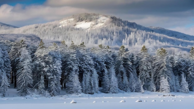 Des pins couverts de neige sur la montagne Chomiak de beaux paysages hivernals des montagnes des Carpates